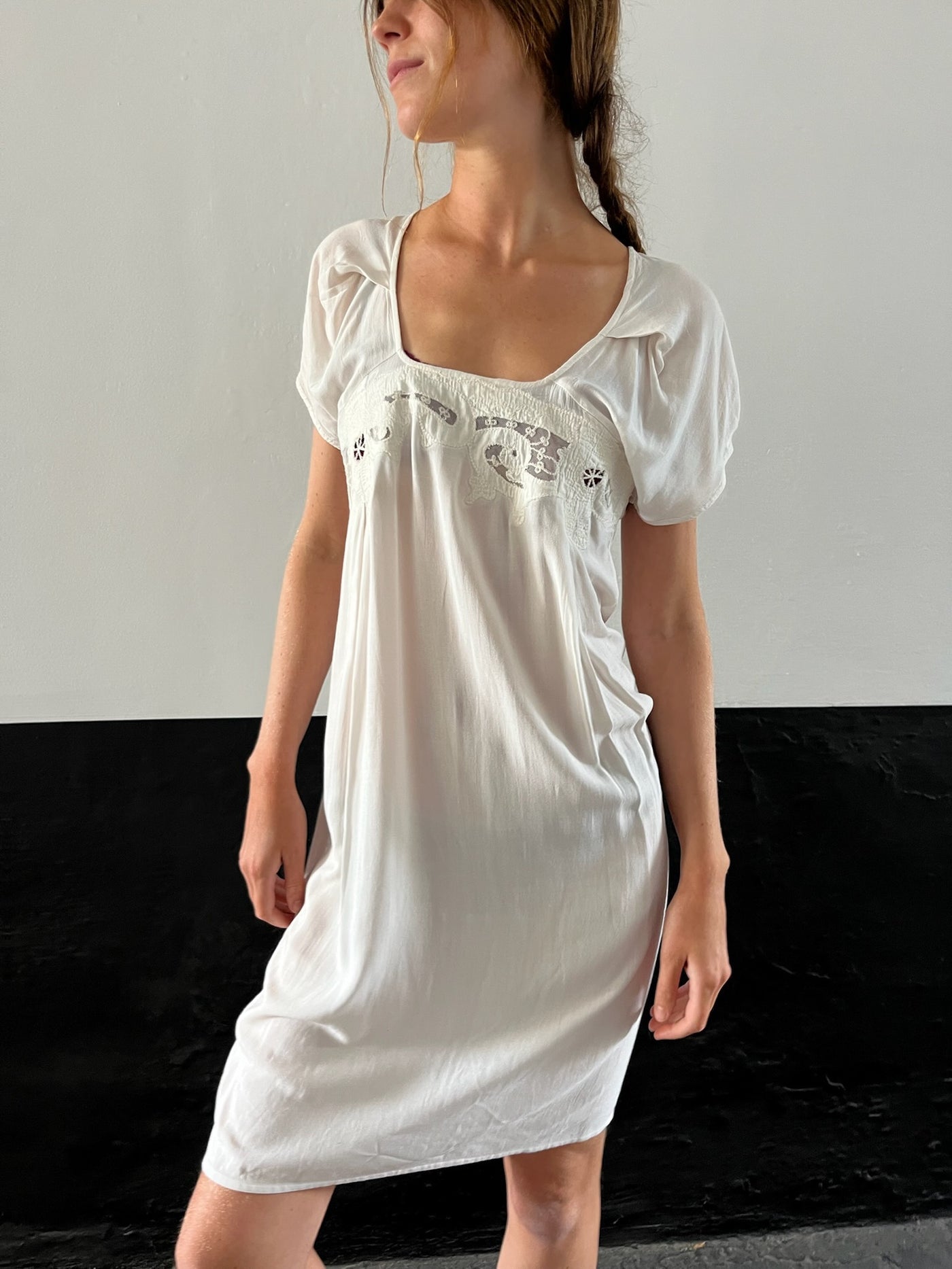 Vintage French White Lace Dress