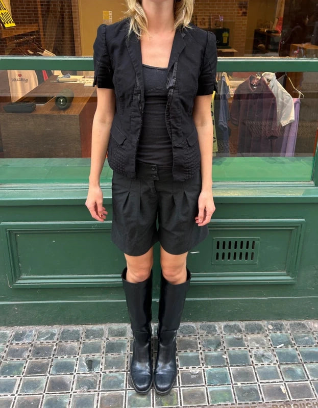Diesel Short sleeve button up corset back black jacket