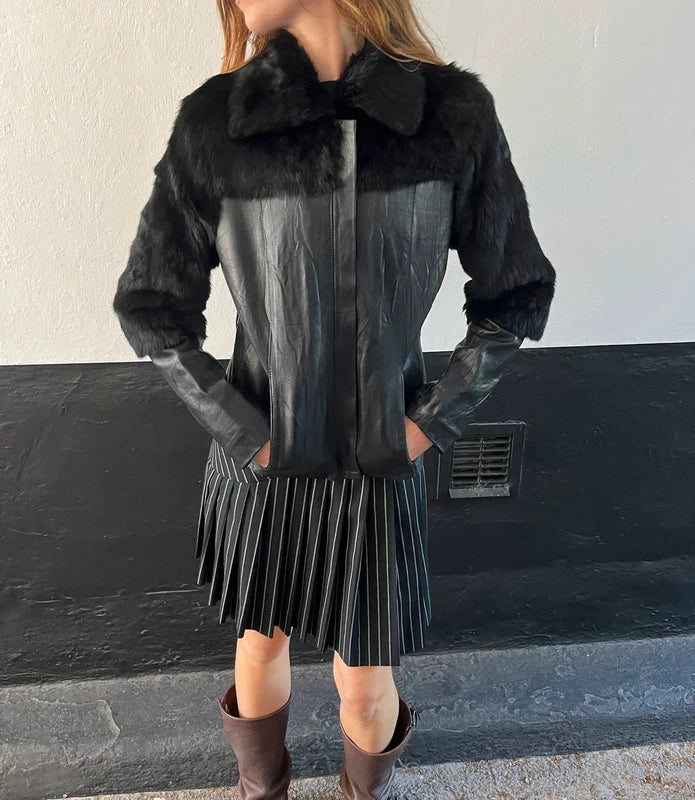 Vintage Real Leather and Fur Jacket