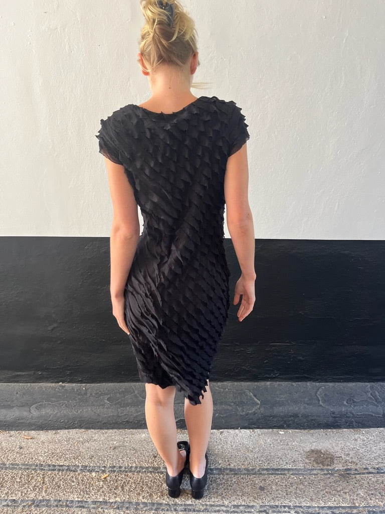 Black 90s Ruffle Dress