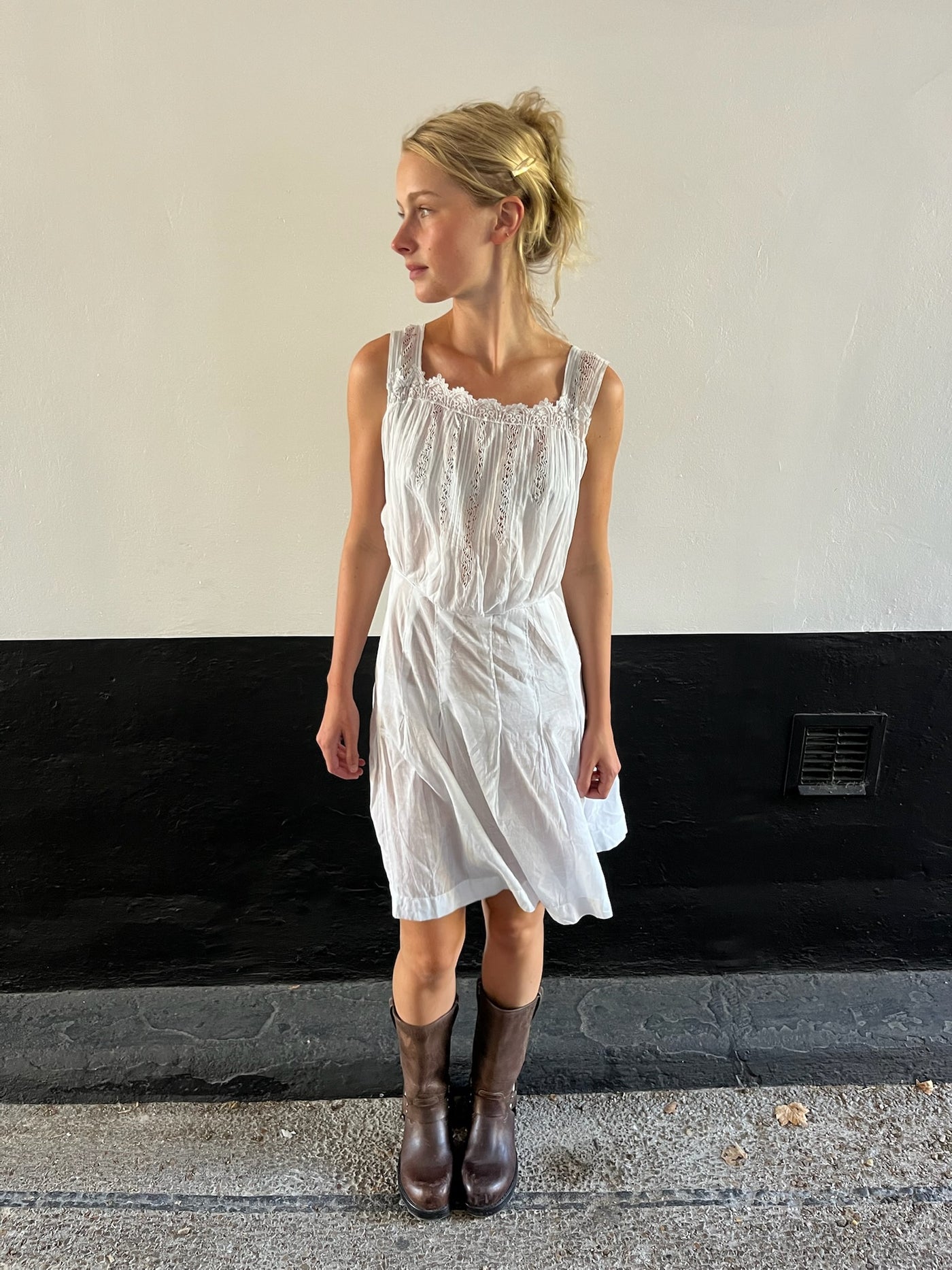 Antique Victorian Lace White Dress
