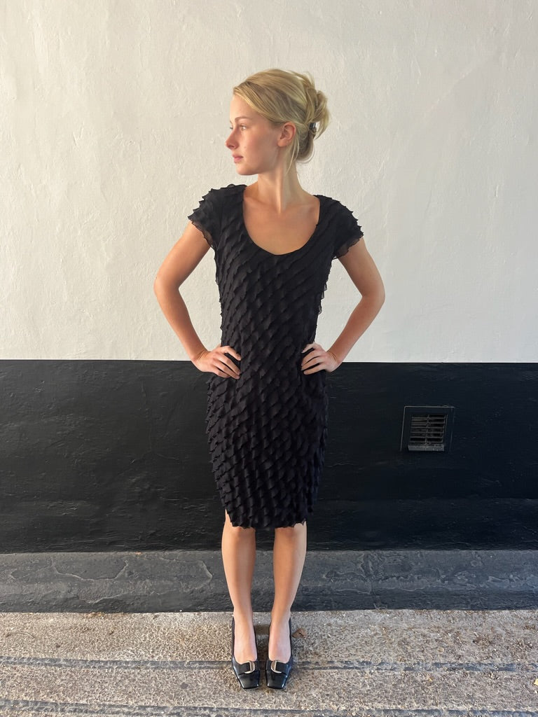 Black 90s Ruffle Dress