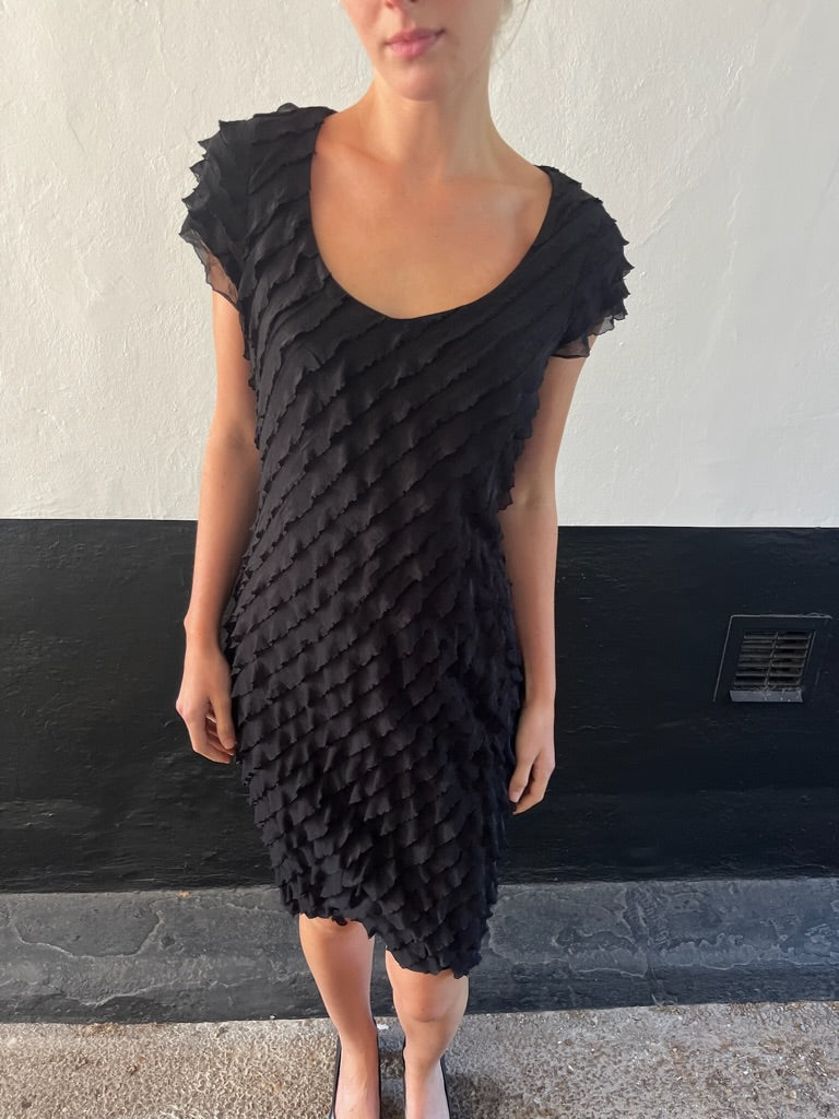 Black 90s Ruffle Dress