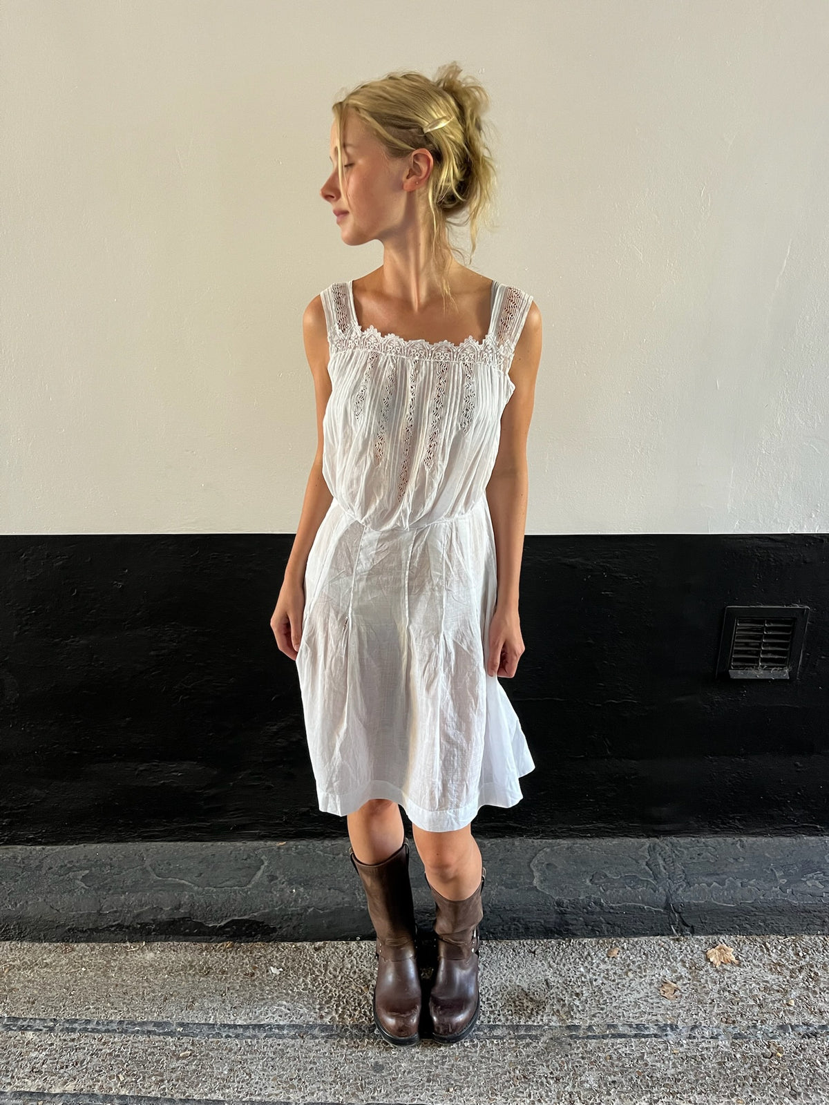 Antique Victorian Lace White Dress