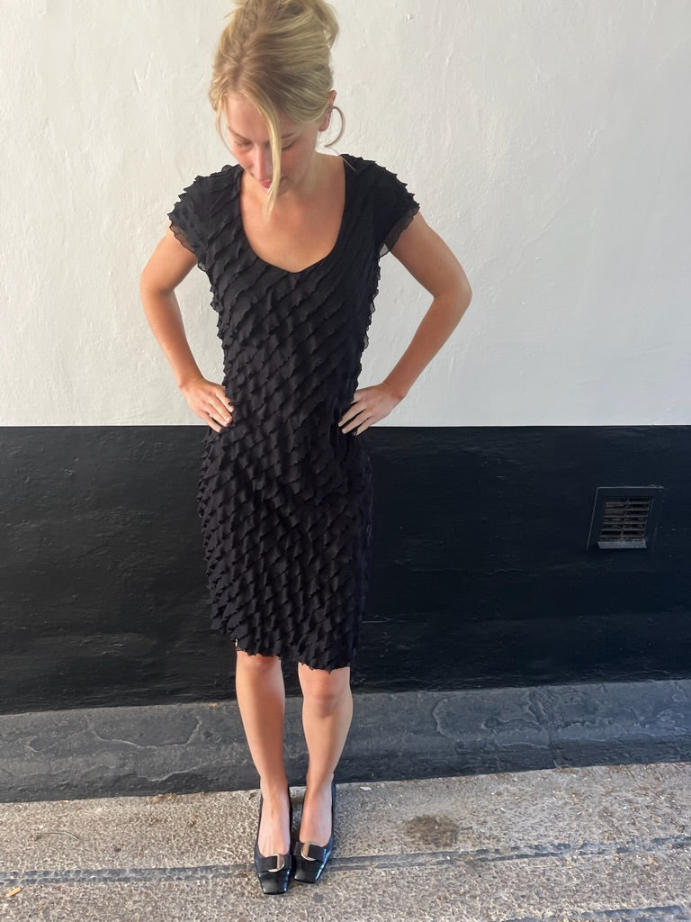Black 90s Ruffle Dress