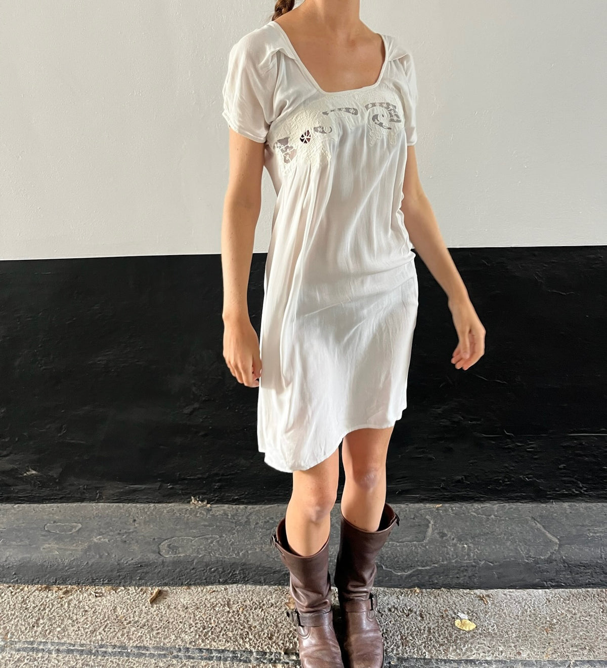 Vintage French White Lace Dress