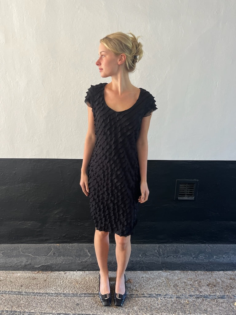 Black 90s Ruffle Dress