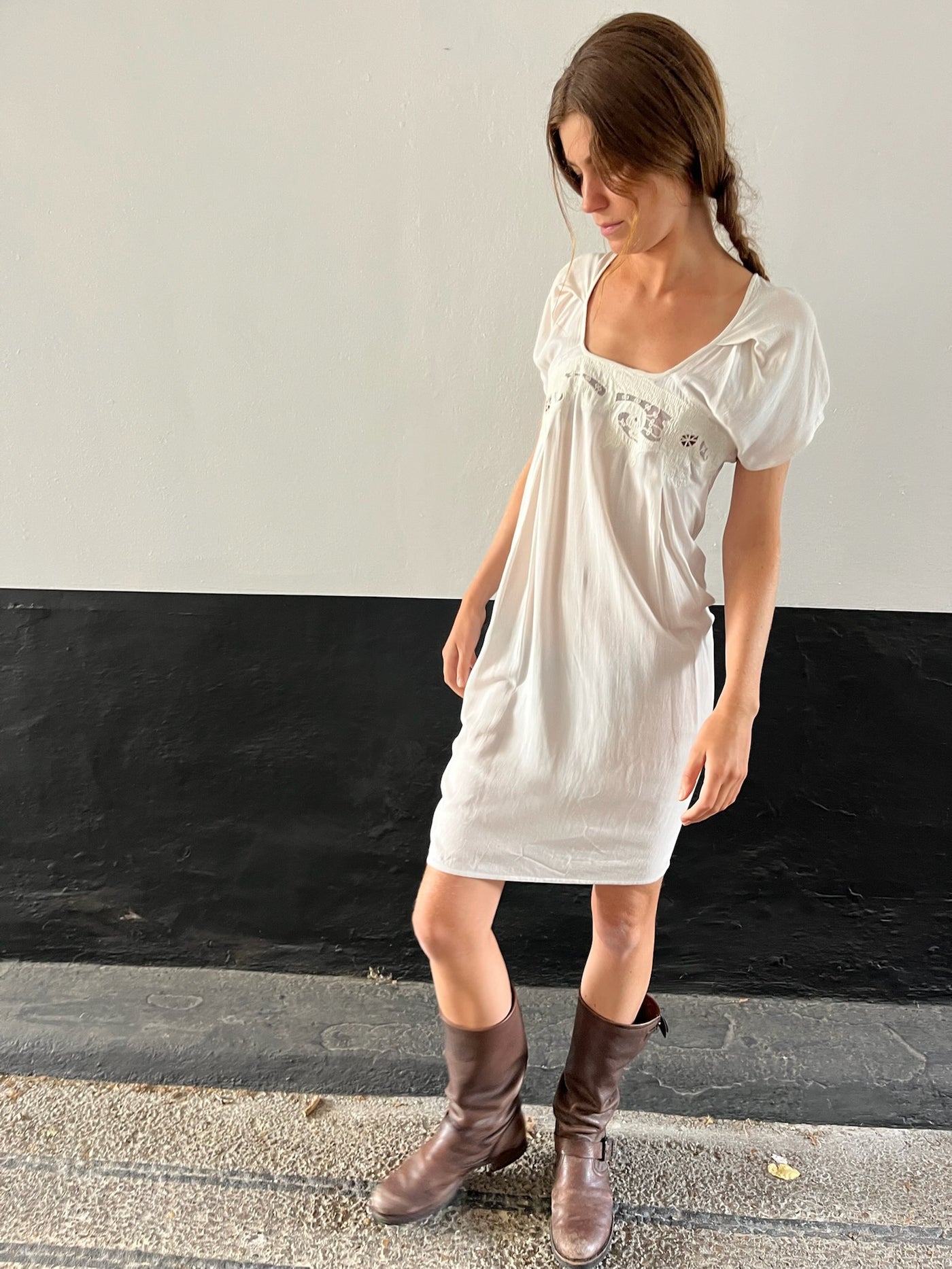 Vintage French White Lace Dress