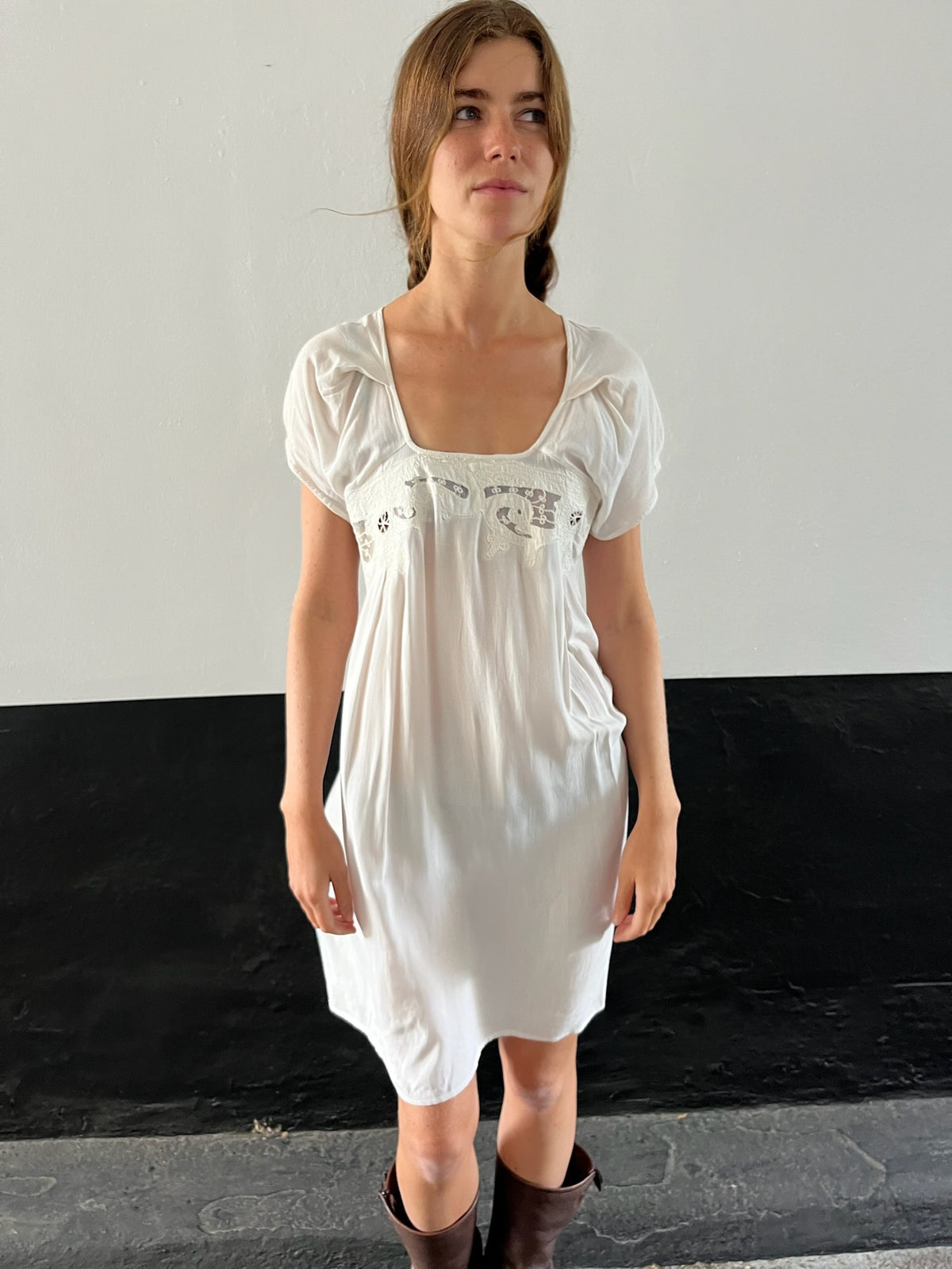 Vintage French White Lace Dress