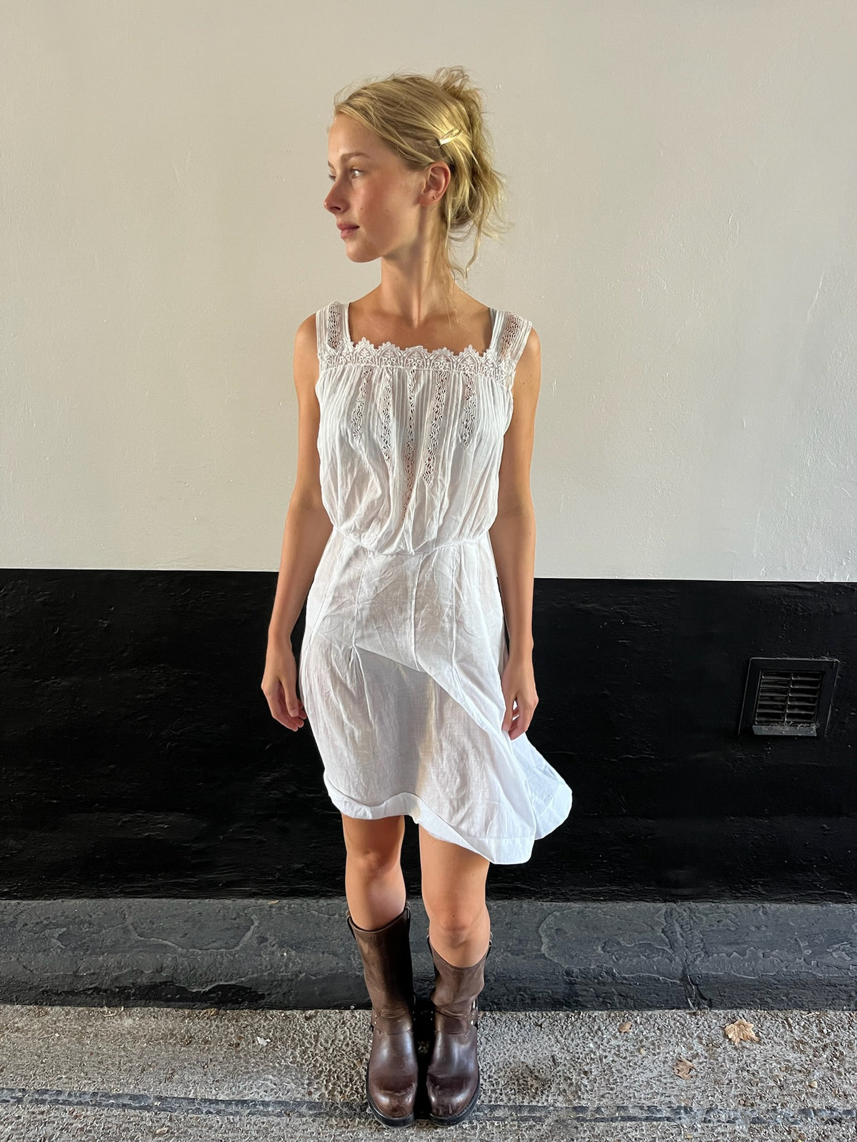Antique Victorian Lace White Dress
