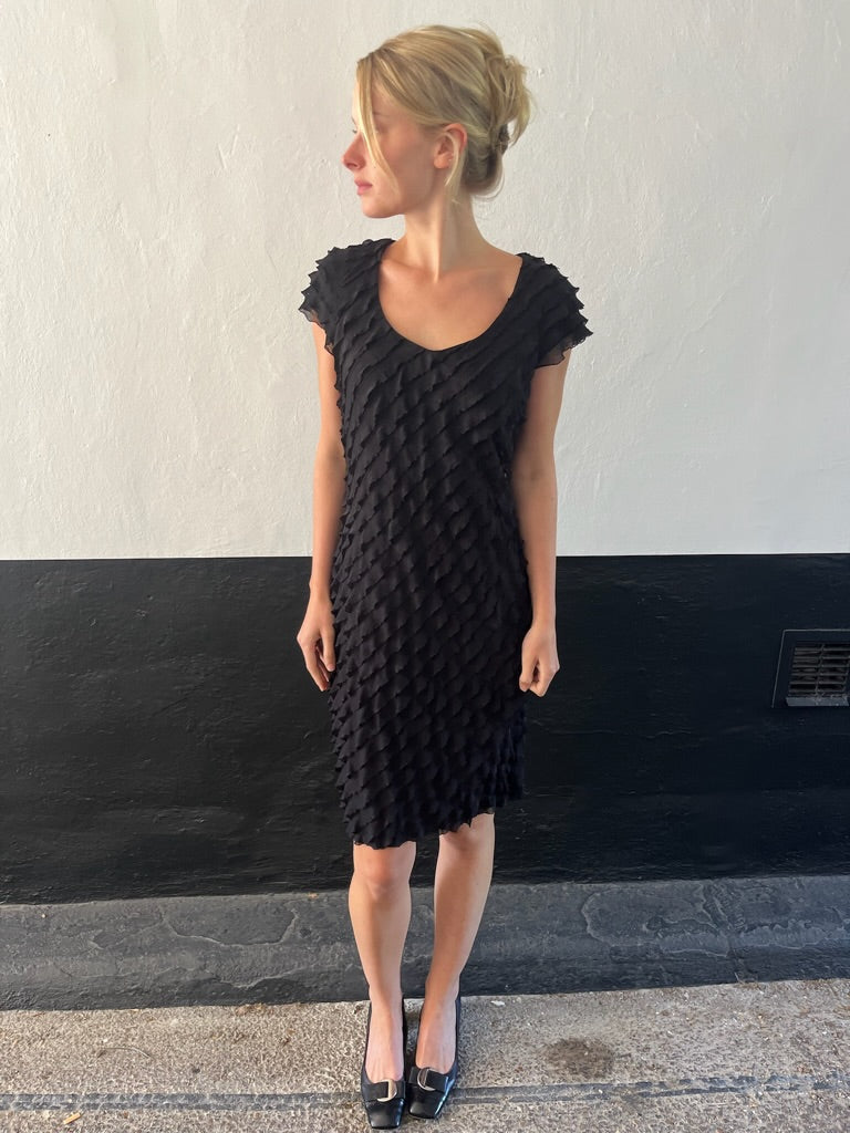 Black 90s Ruffle Dress