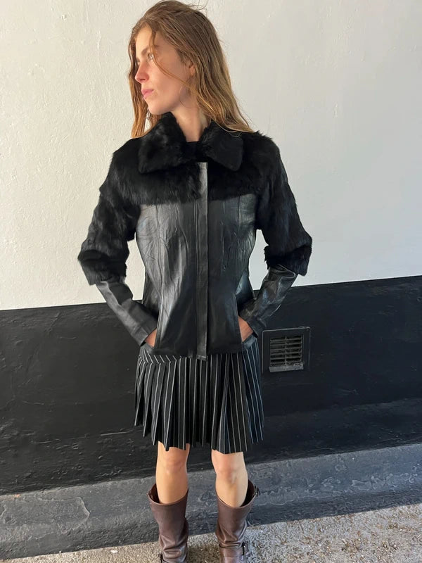 Vintage Real Leather and Fur Jacket