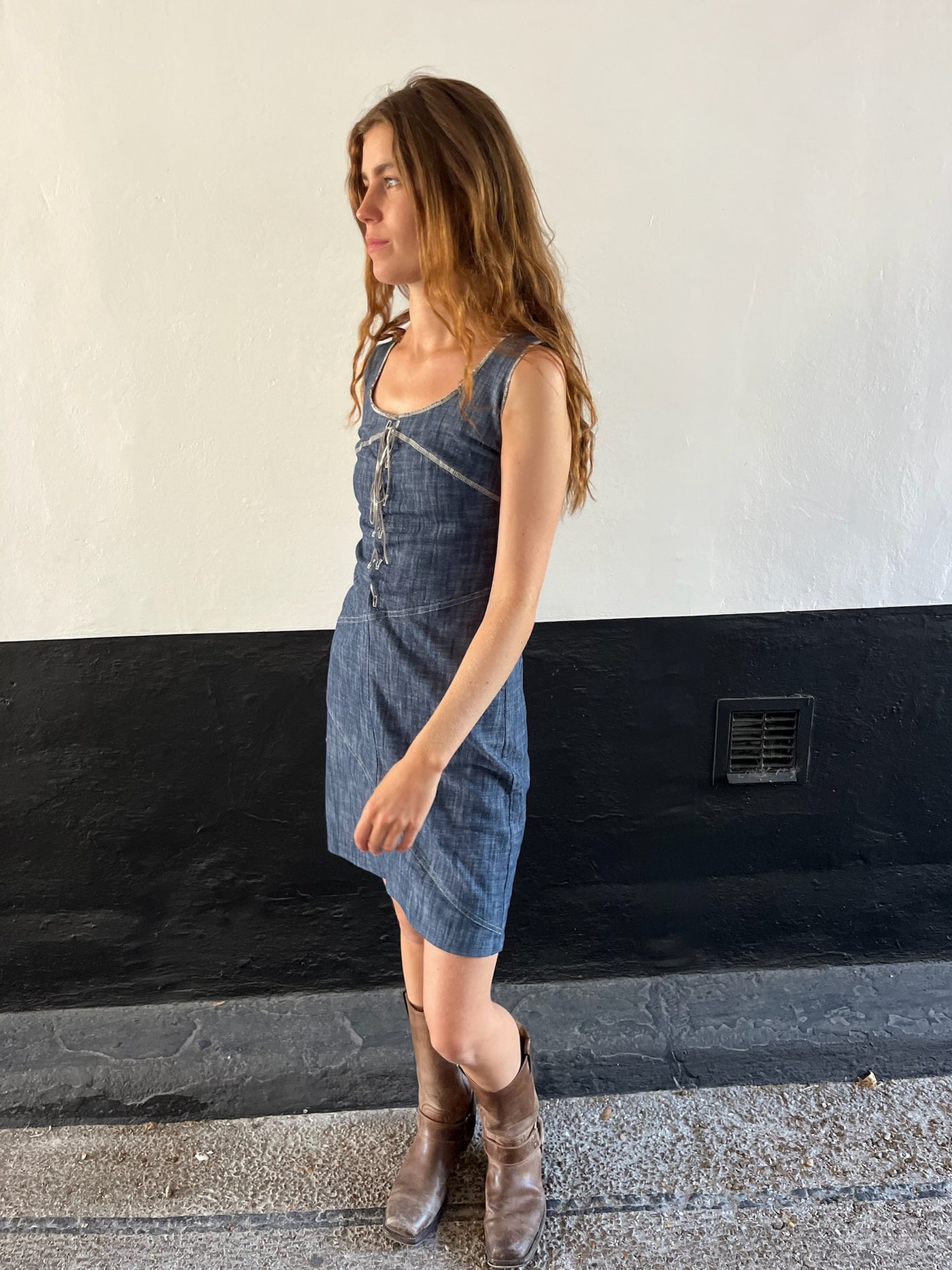 Denim Corset Stitch Dress