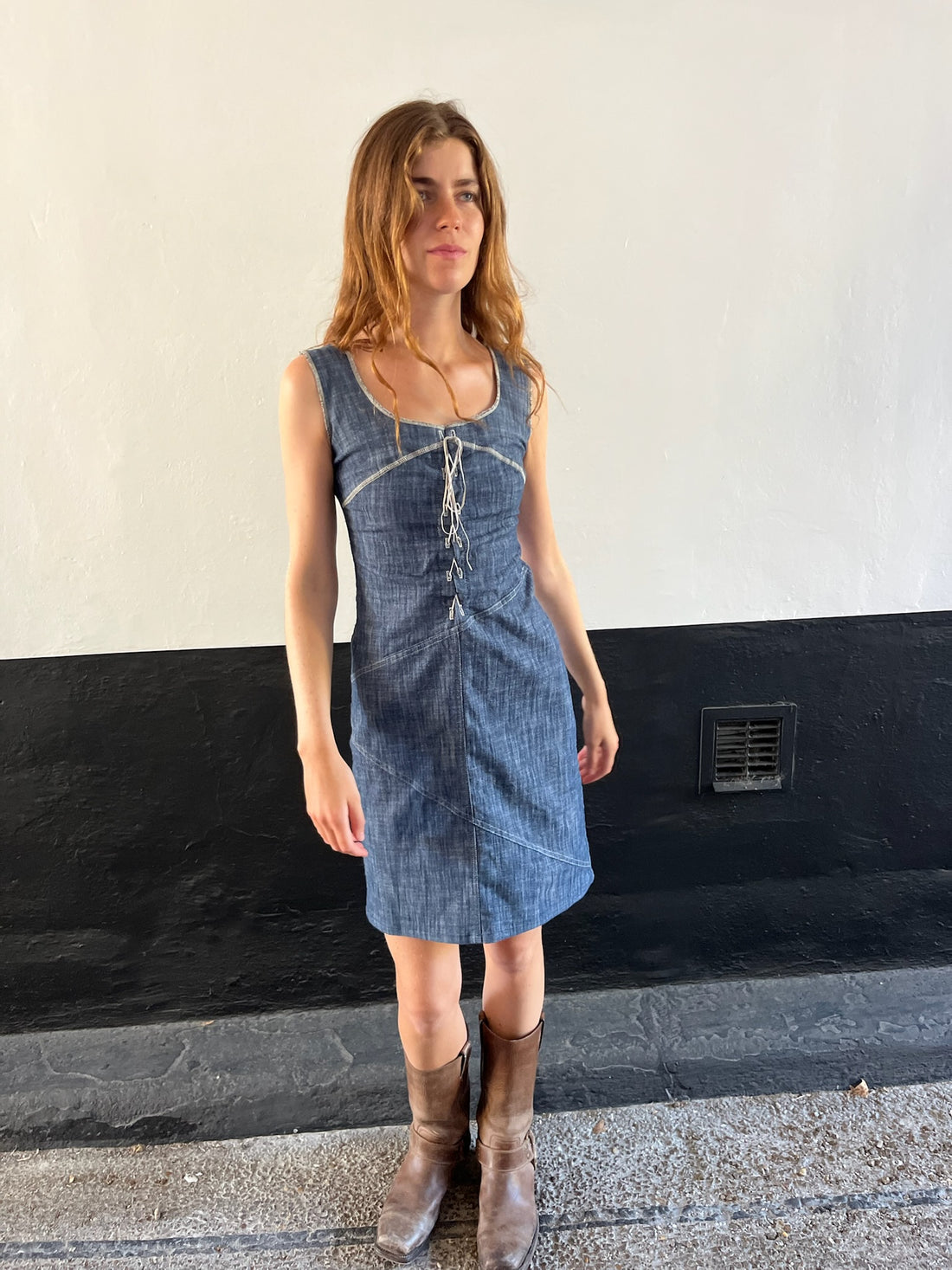 Denim Corset Stitch Dress