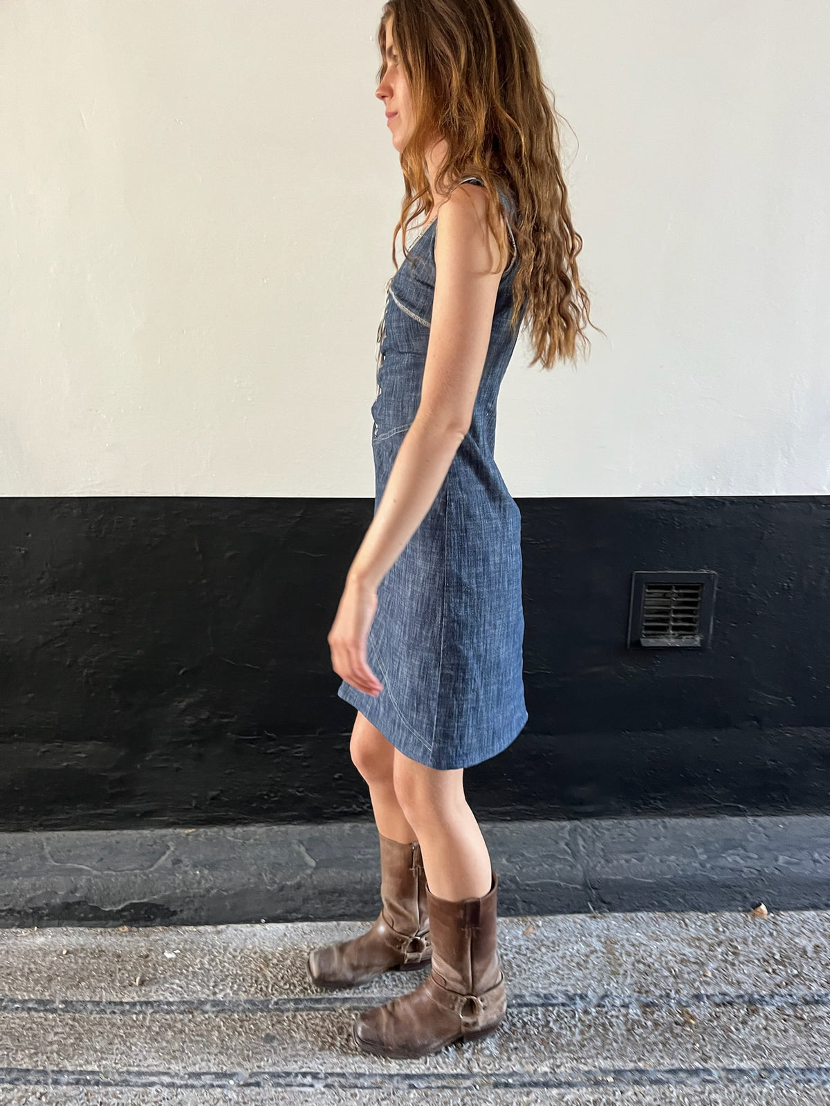 Denim Corset Stitch Dress