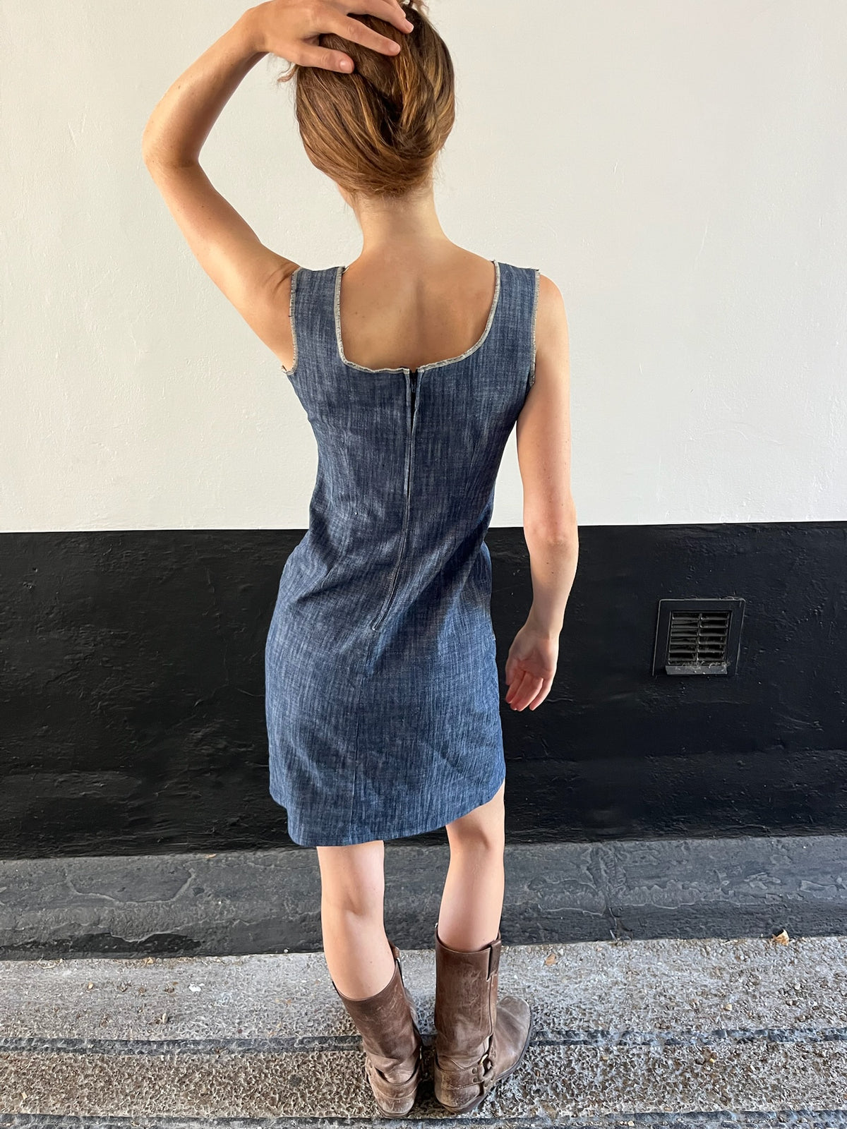 Denim Corset Stitch Dress
