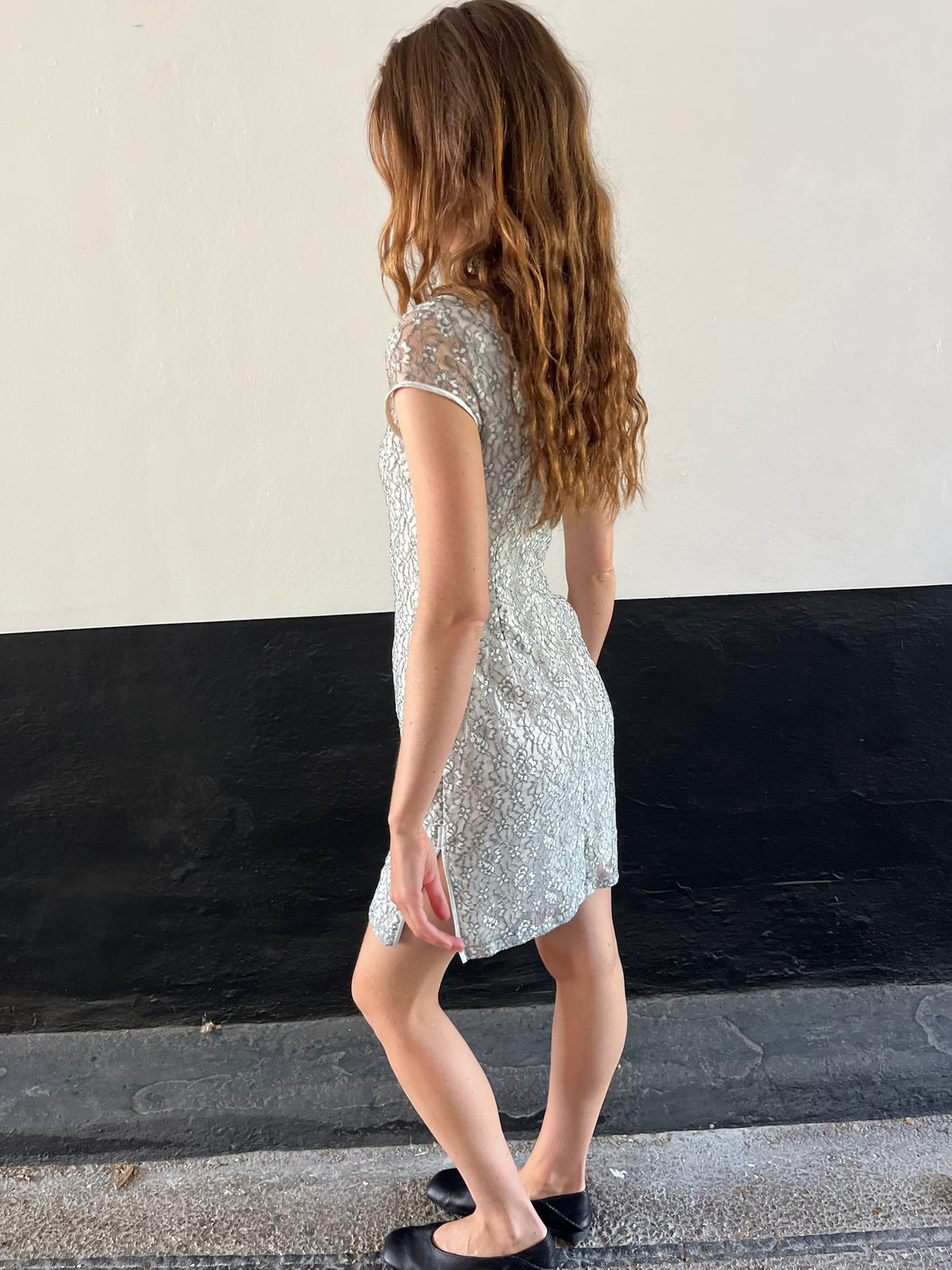 Silver Mandarin Collar Dress