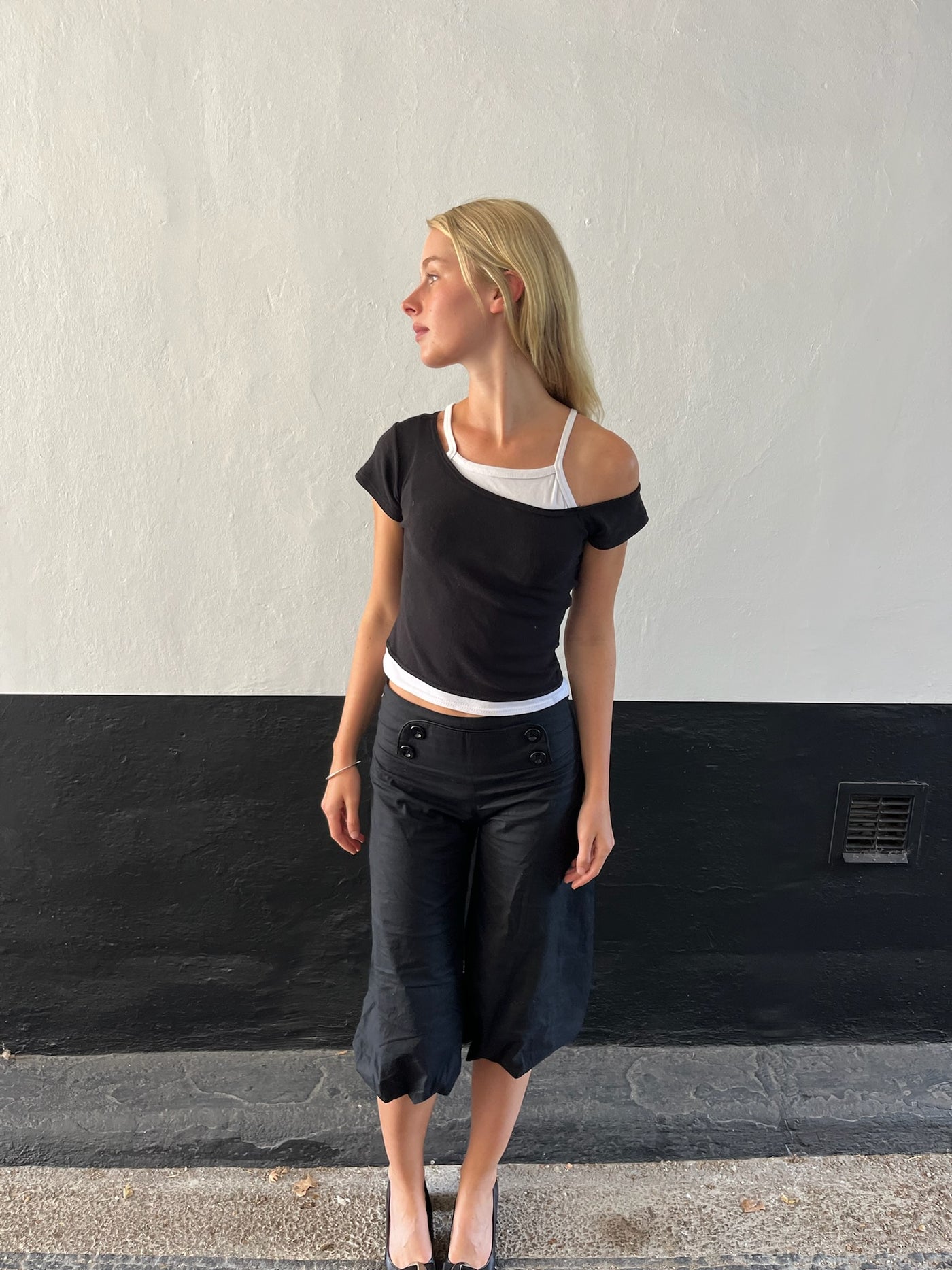 Contrast Black and White Top
