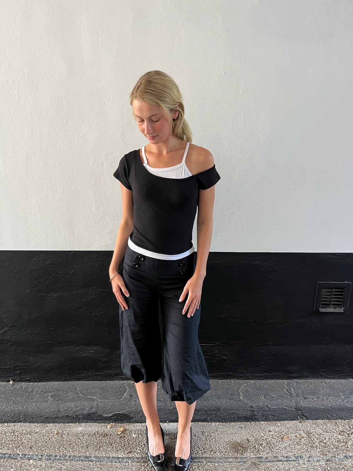 Contrast Black and White Top
