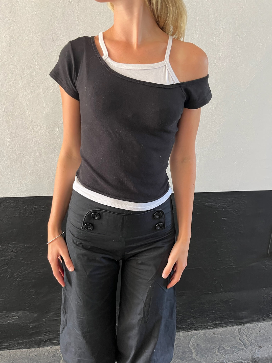 Contrast Black and White Top