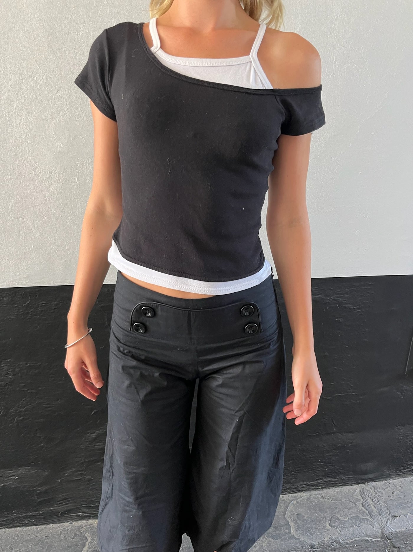 Contrast Black and White Top