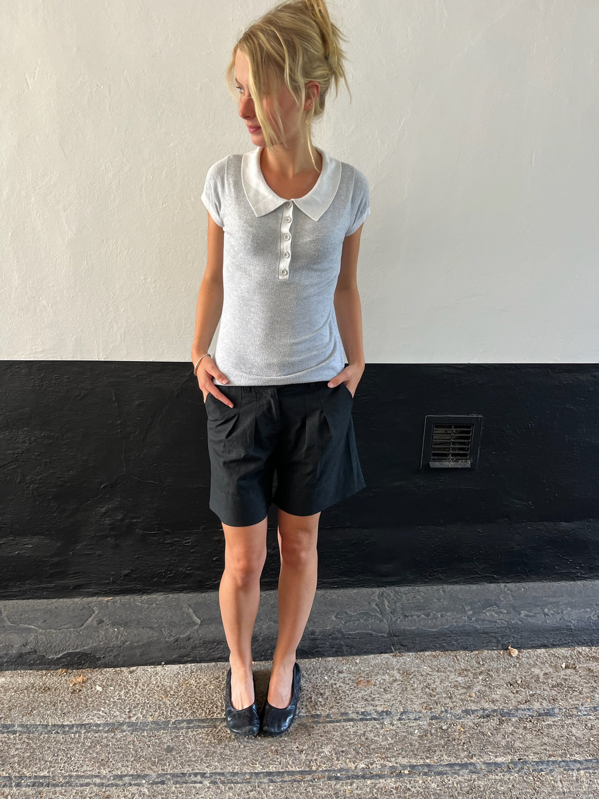 Grey Polo Top