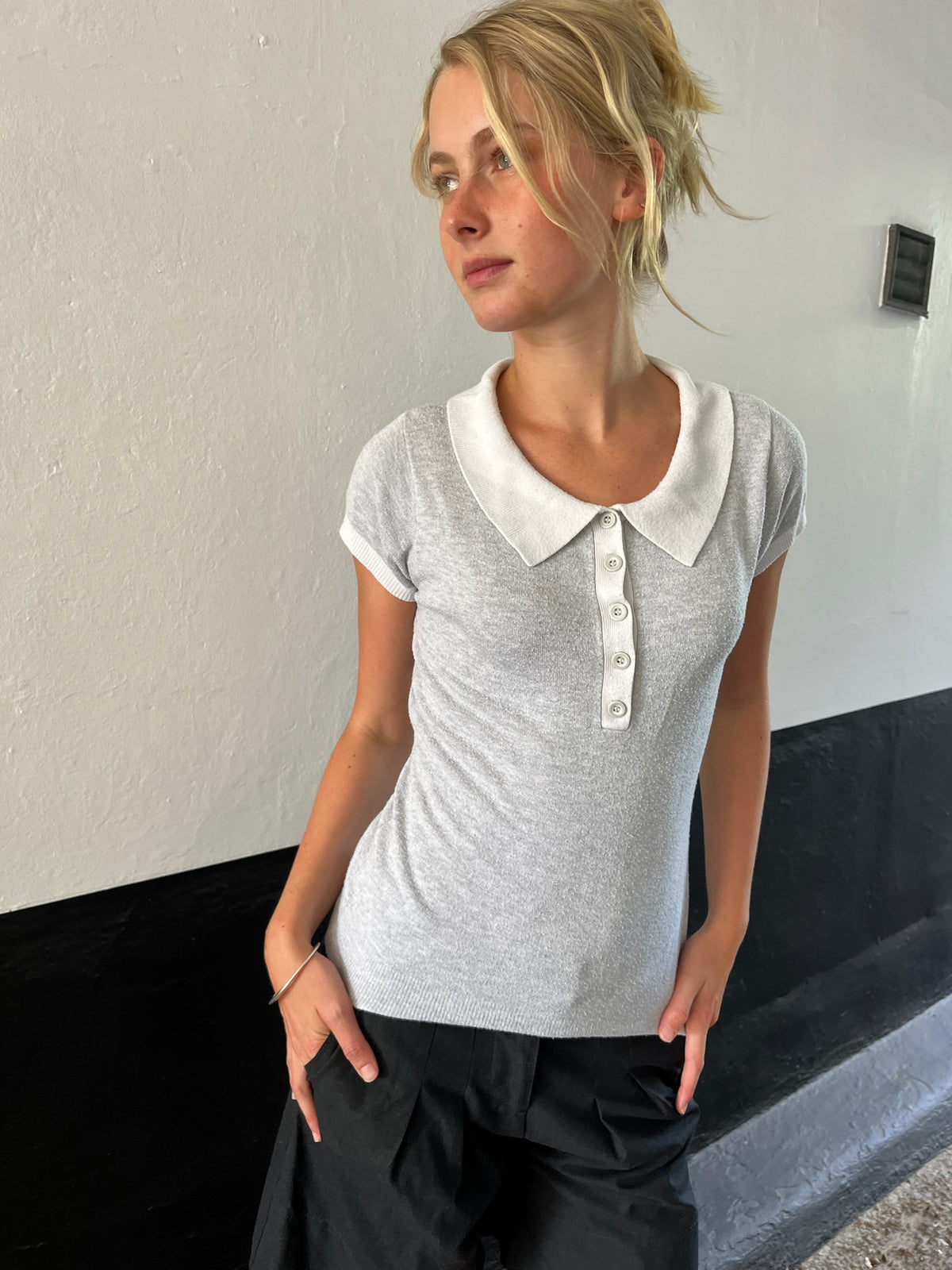 Grey Polo Top