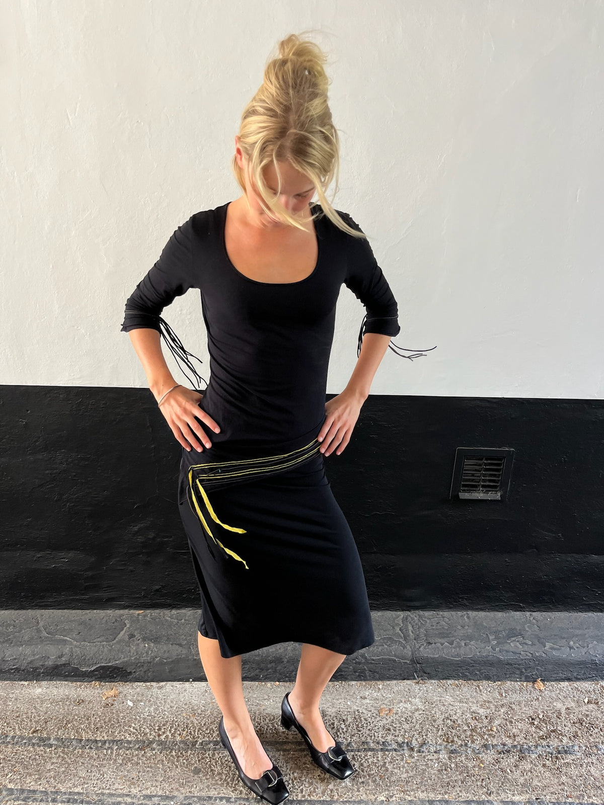 Cop Copine Yellow x Blue Stitch Top