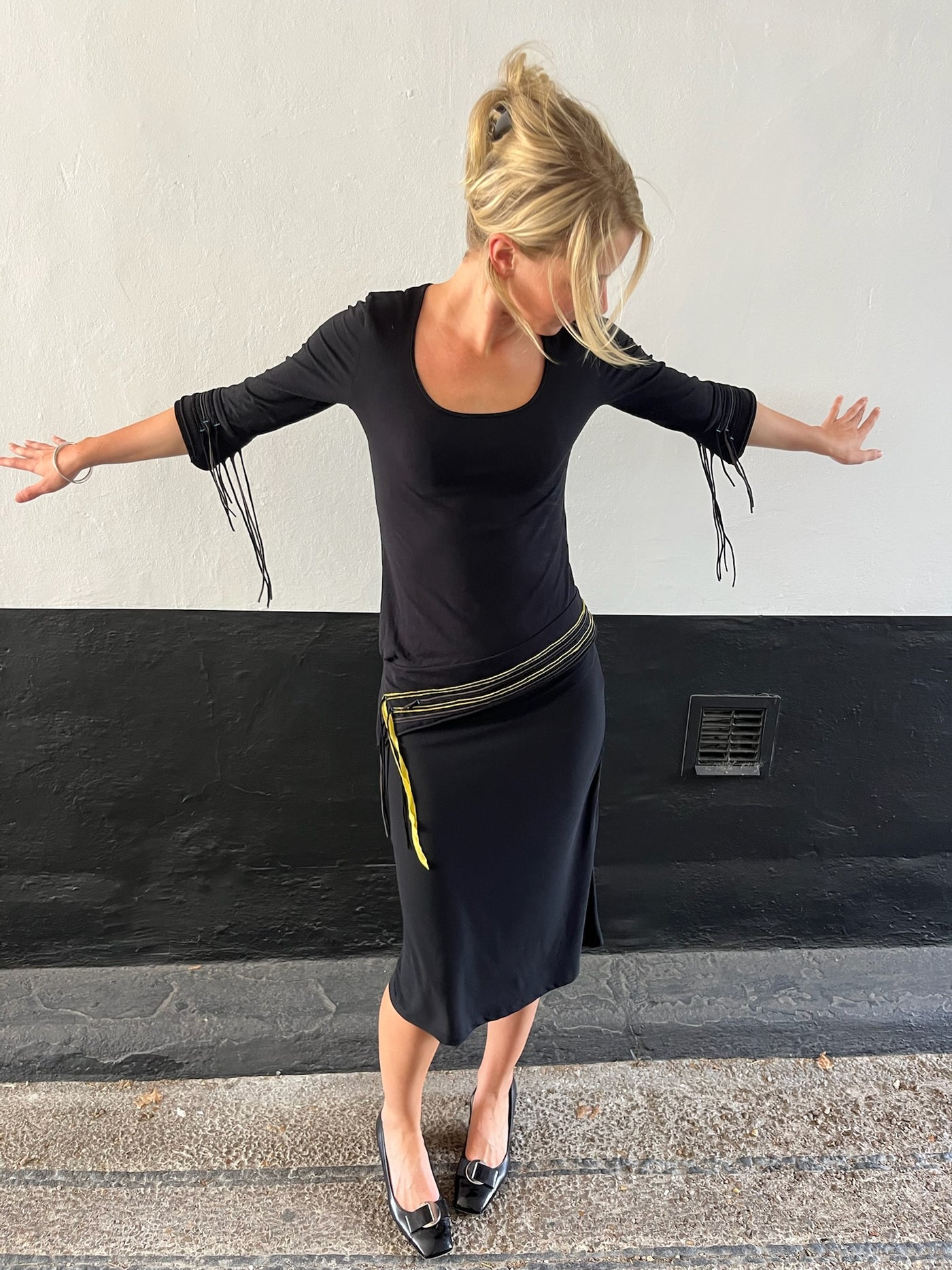 Cop Copine Yellow x Blue Stitch Top