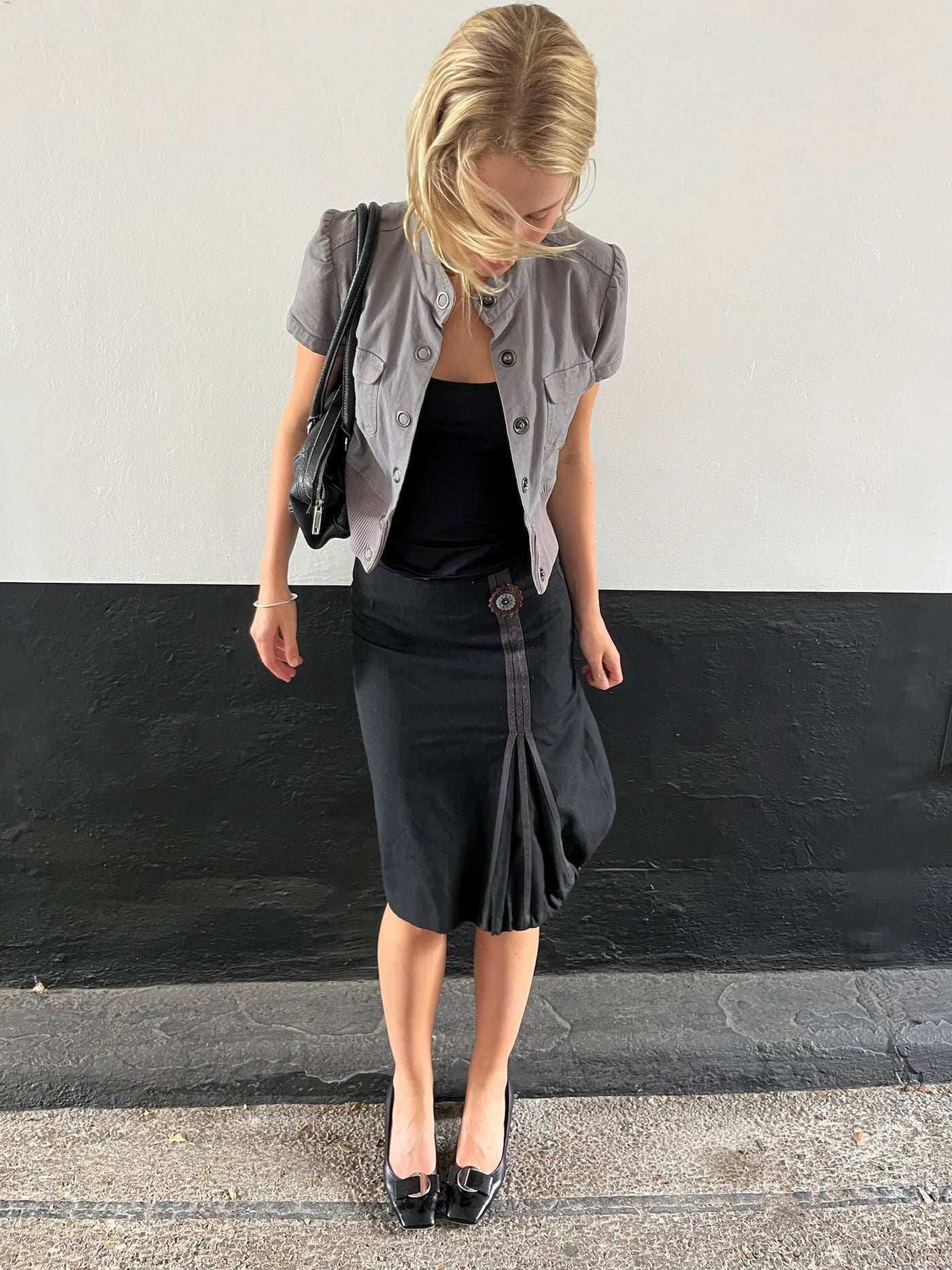 Cop Copine Midi Skirt With Flower Detail
