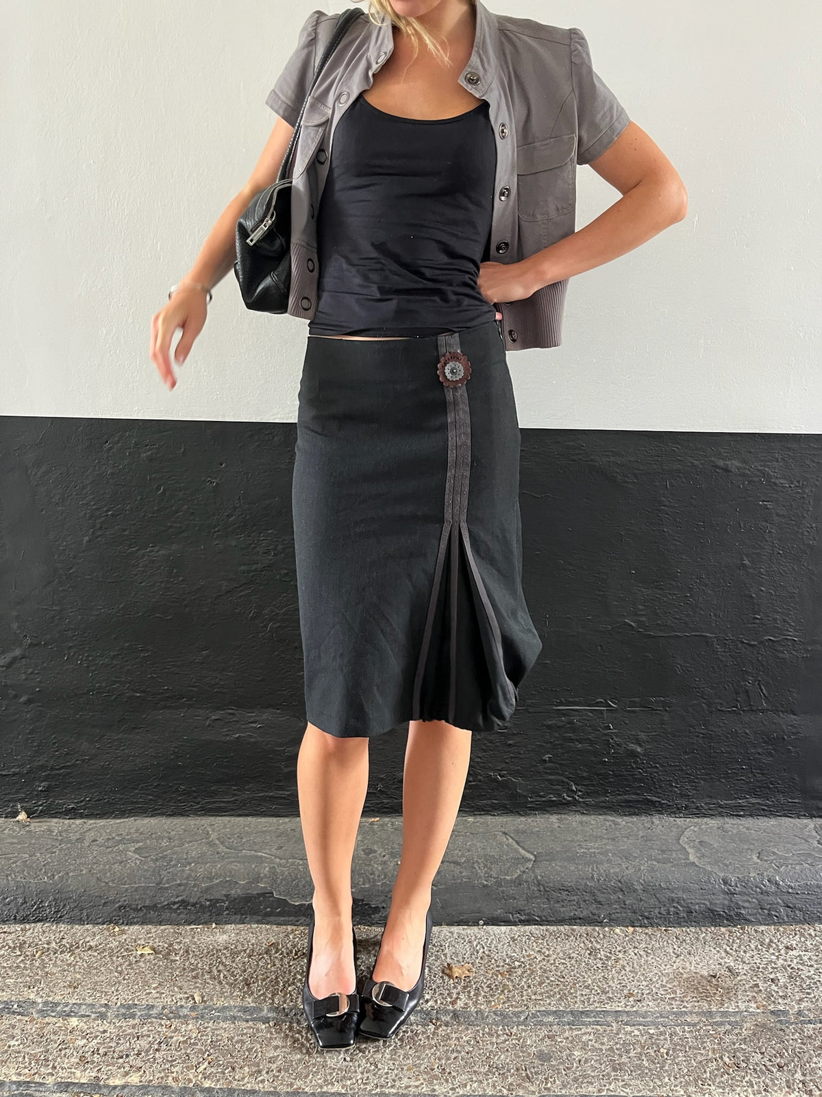 Cop Copine Midi Skirt With Flower Detail