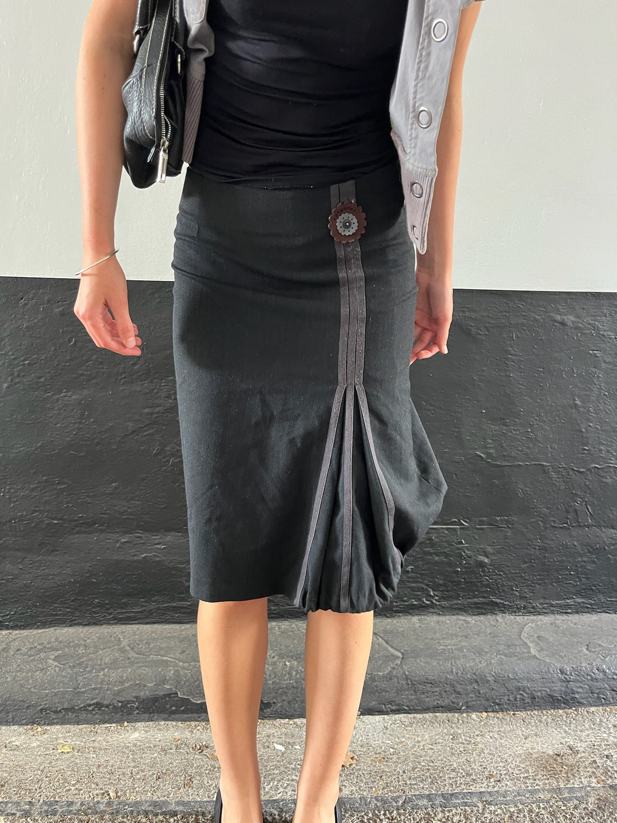 Cop Copine Midi Skirt With Flower Detail