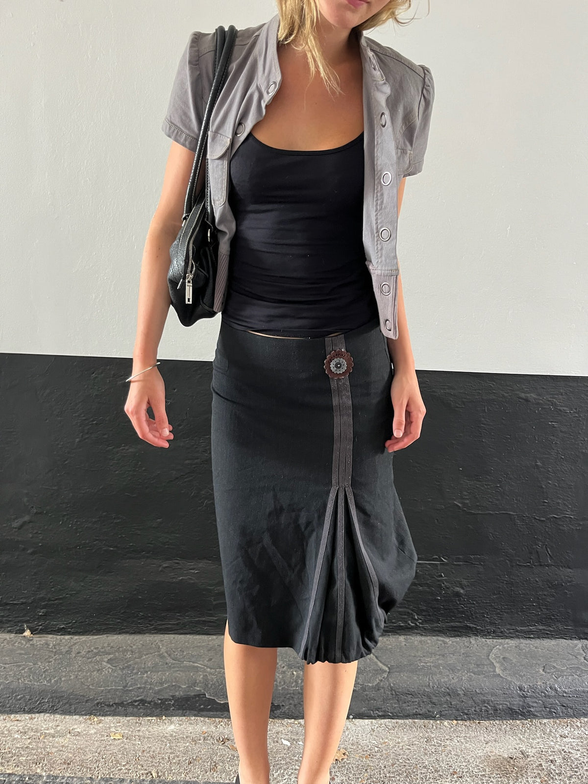 Cop Copine Midi Skirt With Flower Detail