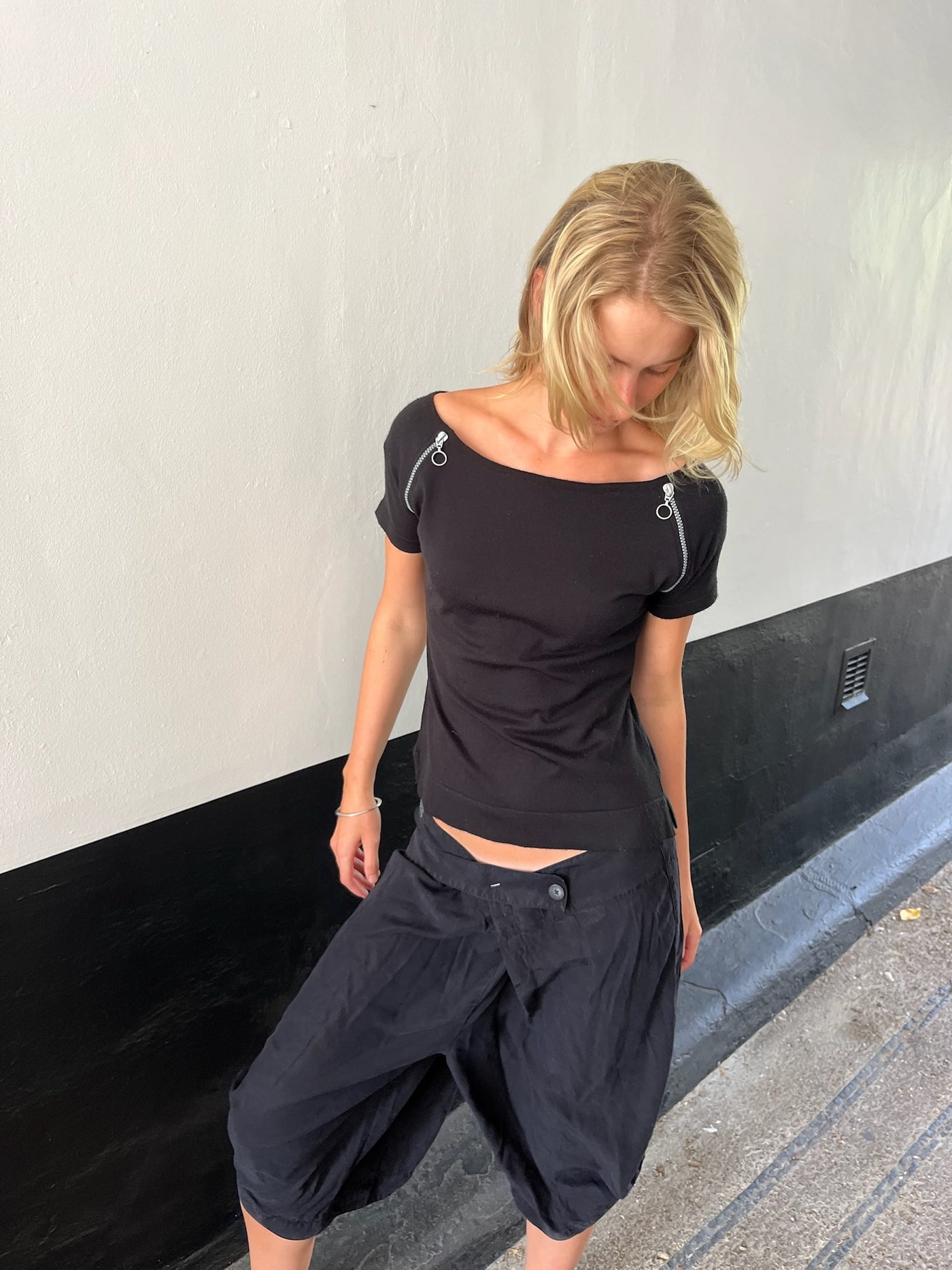 Black Top With Grey Zipper