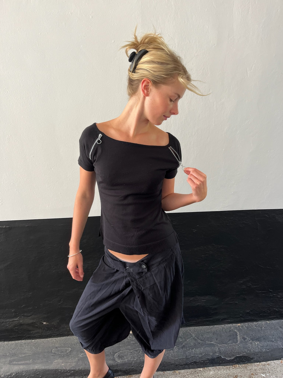 Black Top With Grey Zipper