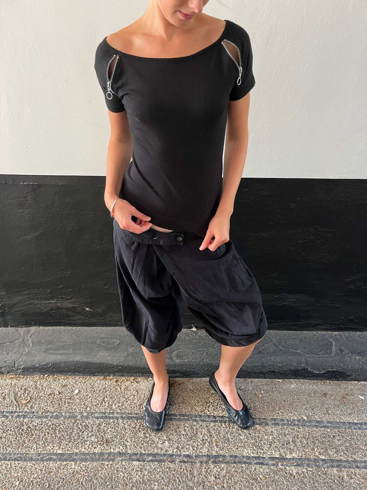 Black Top With Grey Zipper