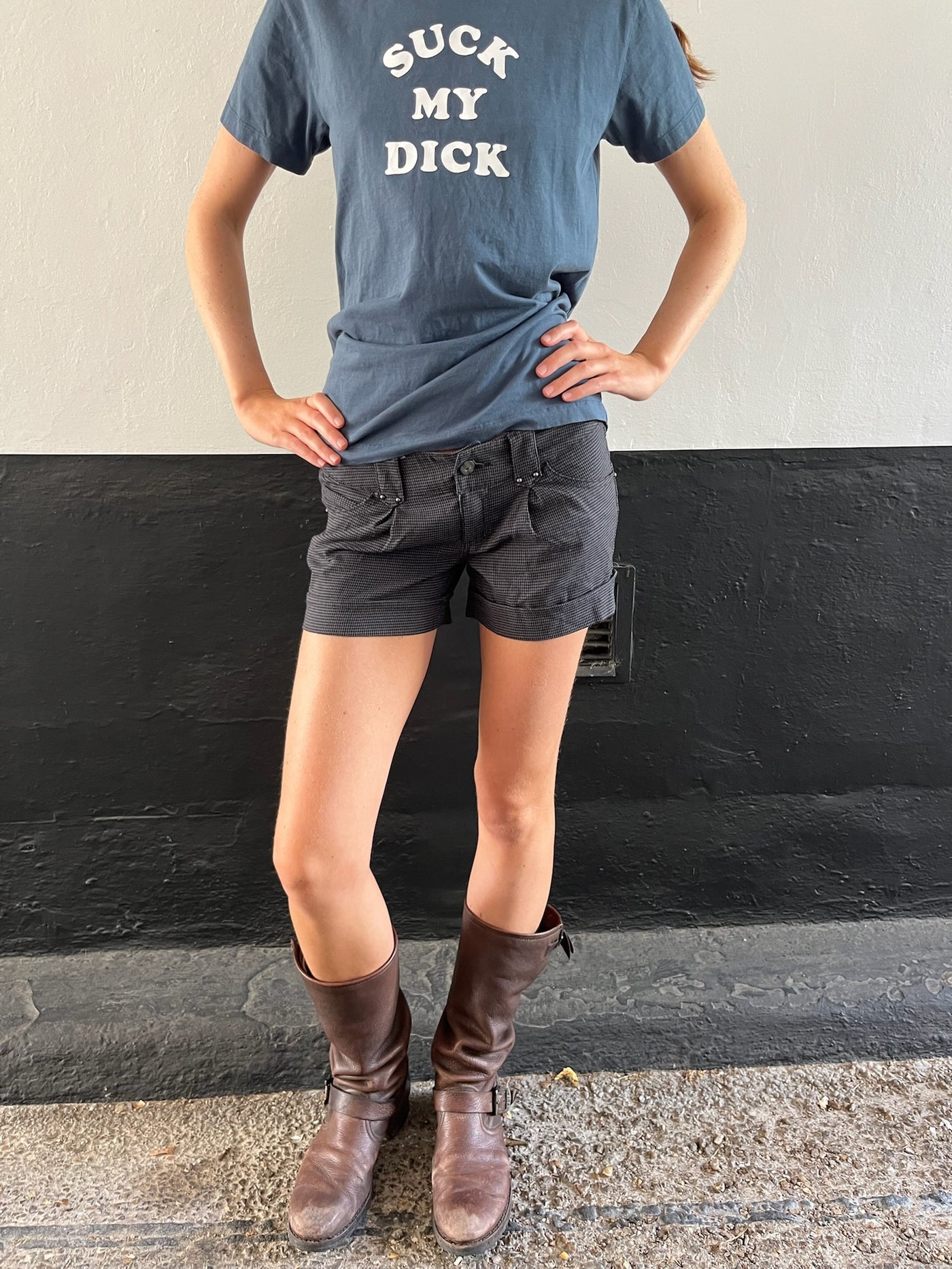 90s Chequered Grey Mini Shorts