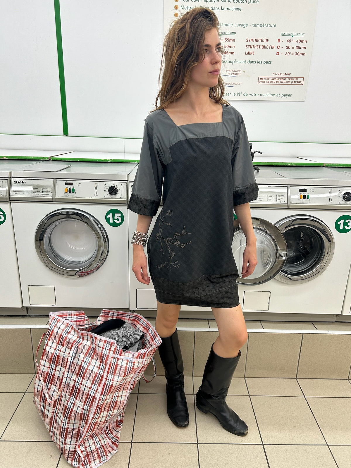 Cop Copine Grey Flare Sleeve Dress