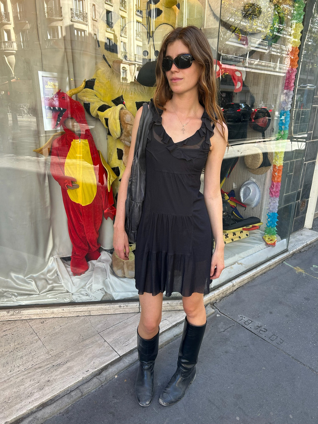 Cop Copine Black Mesh Ruffle Dress