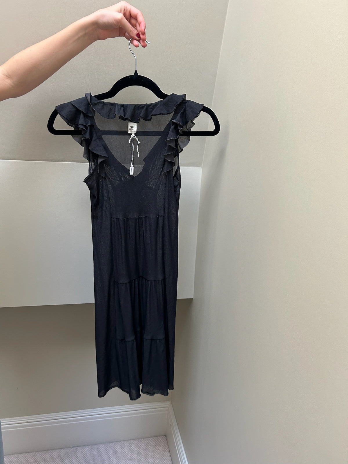 Cop Copine Black Mesh Ruffle Dress